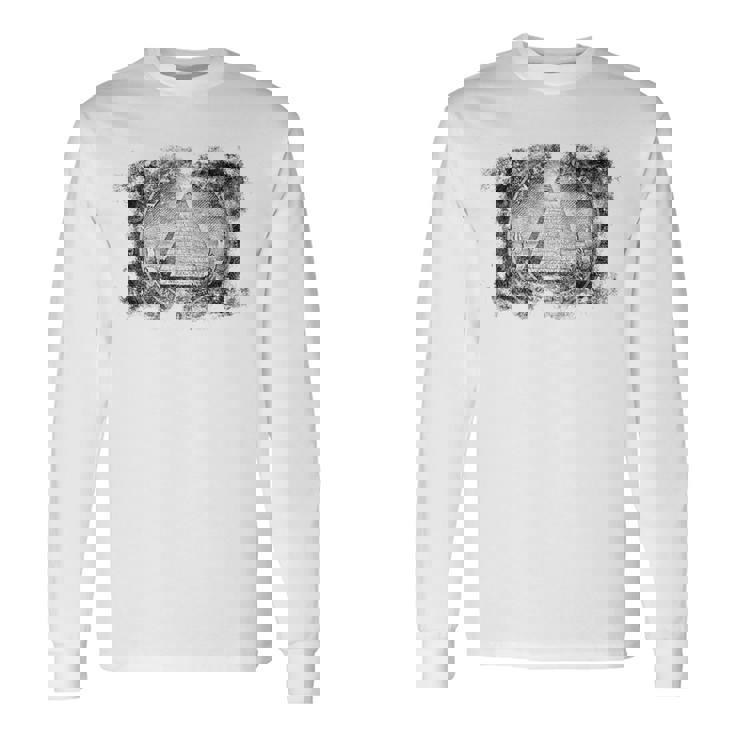 ヴィンテージ イルミナティ オールシーイング アイ ダラー フリーメイソン 長袖Tシャツ ギフトのアイデア