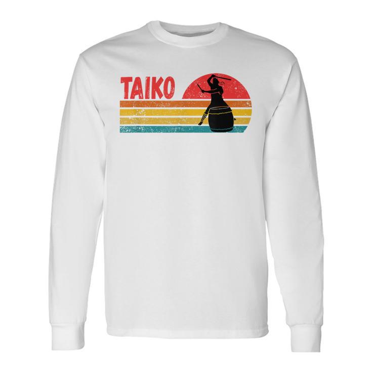 ヴィンテージサンセット太鼓ドラマー 長袖Tシャツ