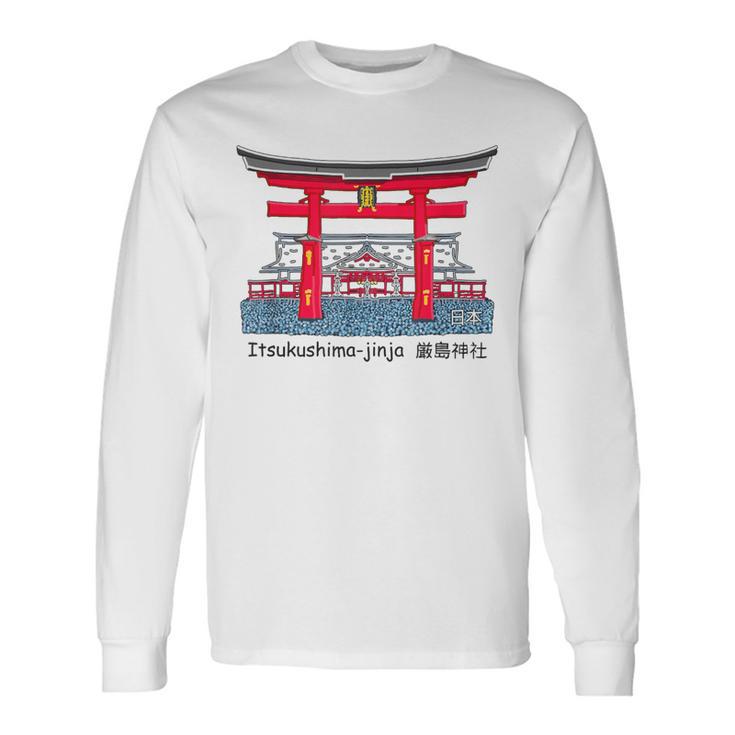 厳島神社、宮島、広島県、日本。図面 長袖Tシャツ