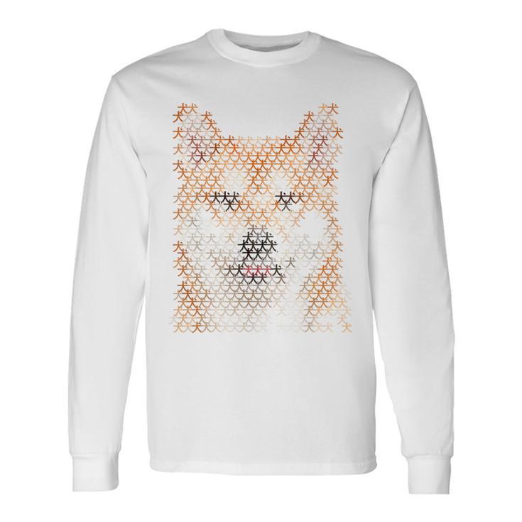 文字絵 柴犬 長袖Tシャツ