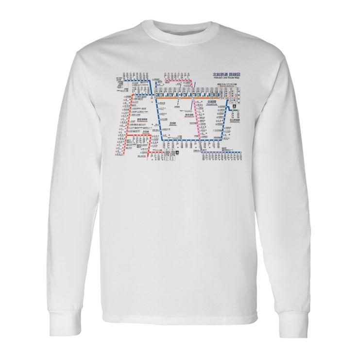 東京日本電車線鉄道おみやげ路線図 長袖Tシャツ