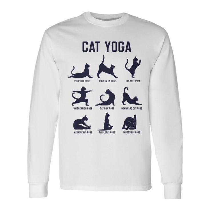 猫のヨガのポーズ 長袖Tシャツ