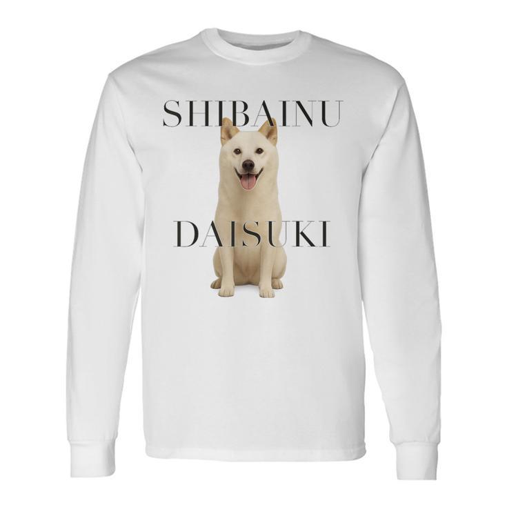 白柴犬犬 長袖Tシャツ