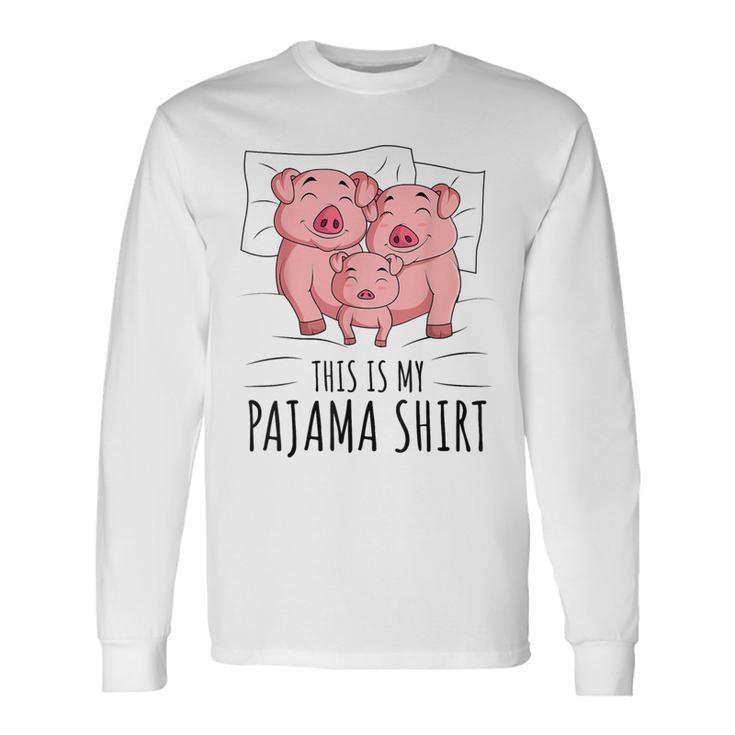 眠っている豚が大好きな豚のパジャマ。 長袖Tシャツ