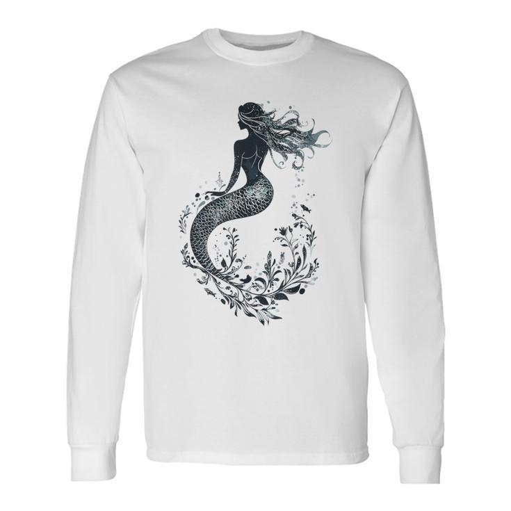 神秘的な人魚 長袖Tシャツ
