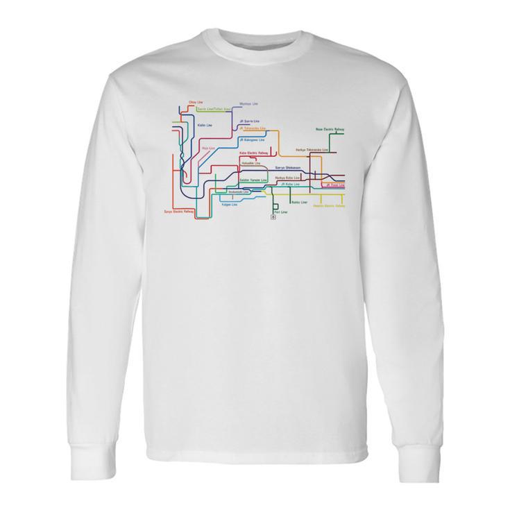 路線図 兵庫 神戸 地下鉄 電車 デザイン 長袖Tシャツ