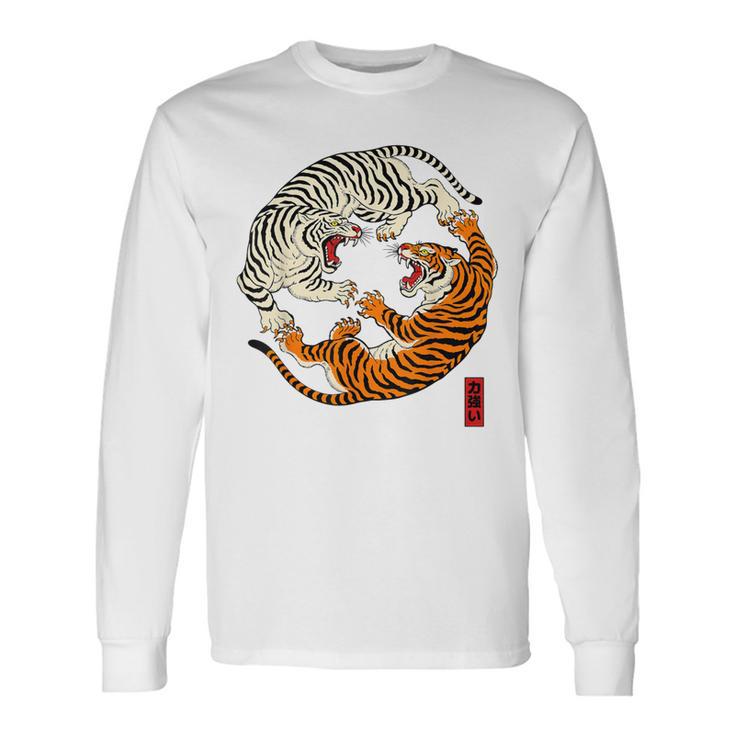 陰陽風水太地-虎 日本中国美術 長袖Tシャツ