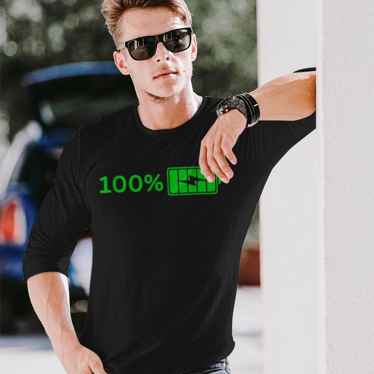 100バッテリー – 100バッテリー I おもしろい 高エネルギーパーセント 長袖Tシャツ 彼への贈り物