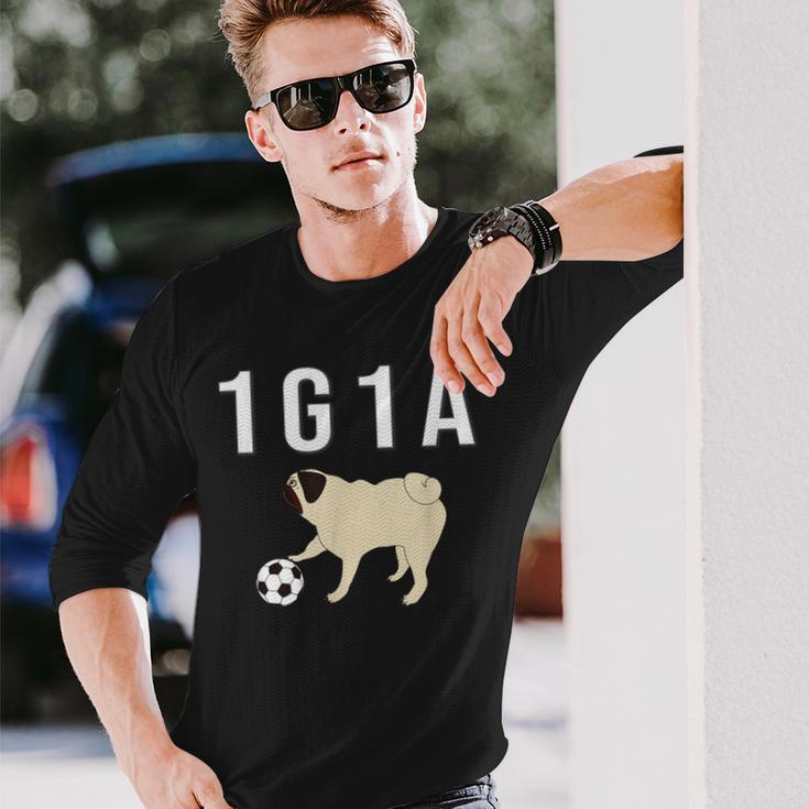 1G1a Pug くるりん尻尾のパグ おもしろ 長袖Tシャツ 彼への贈り物