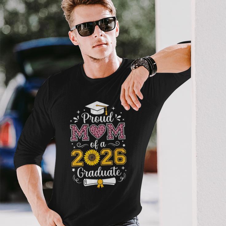 2026年卒業生シニアヒマワリヒョウの心臓の誇り高き母 長袖Tシャツ 彼への贈り物