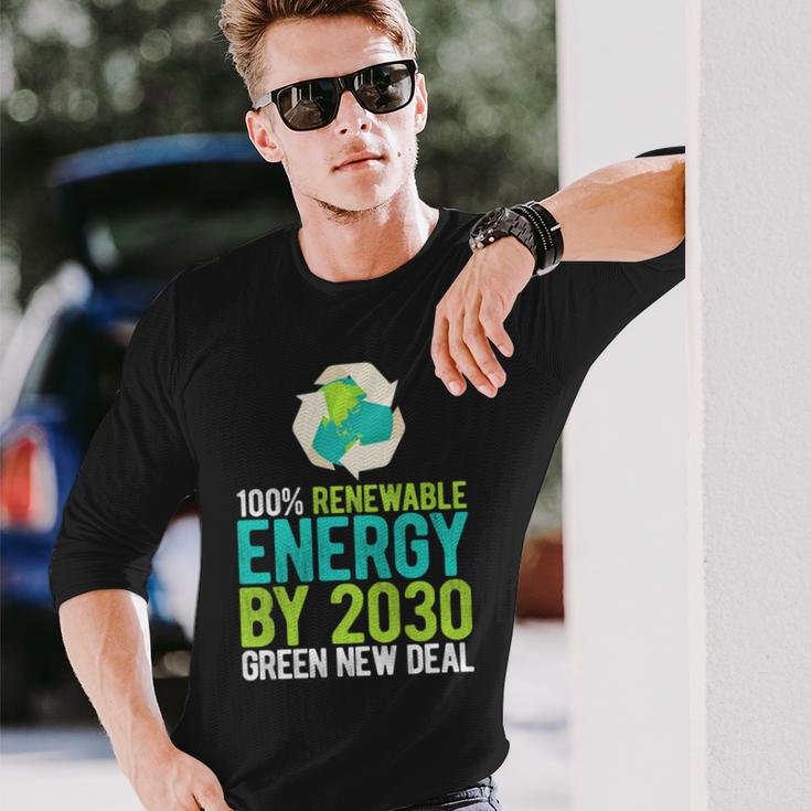 2030年までにグリーンニューディールの再生可能エネルギー 長袖tシャツ 長袖Tシャツ 彼への贈り物