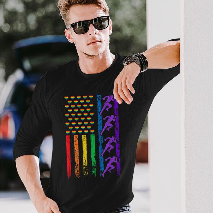 Americanports レインボーフラッグ Lgbt プライド 陸上競技 長袖Tシャツ 彼への贈り物