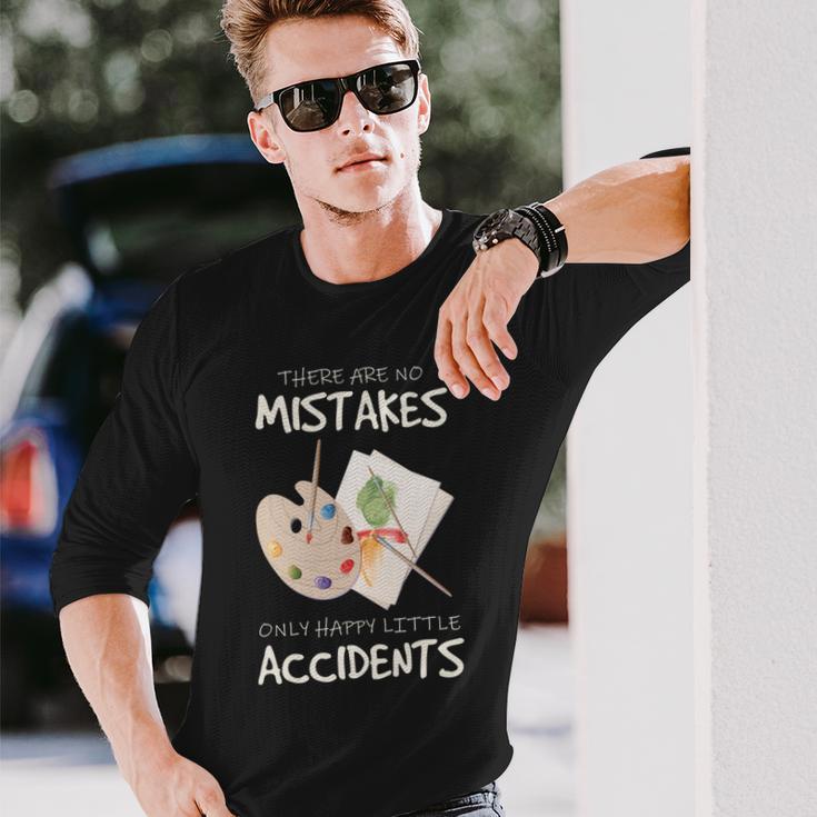 Artist Mistakes Happy Accidents アートパレット 絵画 引用 長袖tシャツ 長袖Tシャツ 彼への贈り物