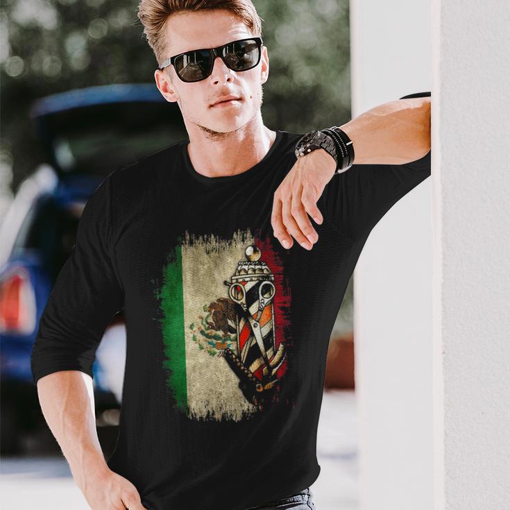 Barber Pole メキシコ国旗 ベスト バーバー シャツ メンズ 長袖Tシャツ 彼への贈り物