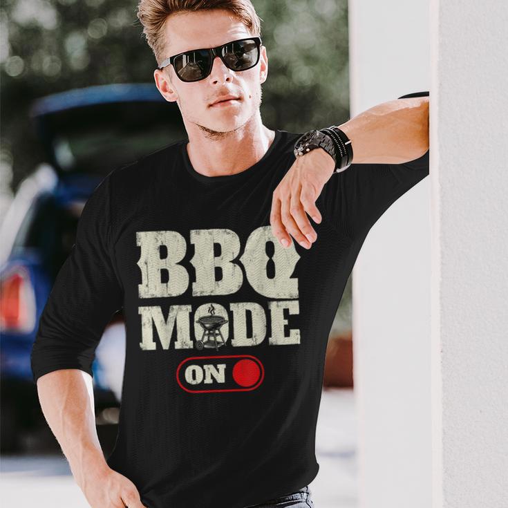 Bbqモードオン バーベキュー愛好家 グリル バーベキュー 長袖Tシャツ 彼への贈り物