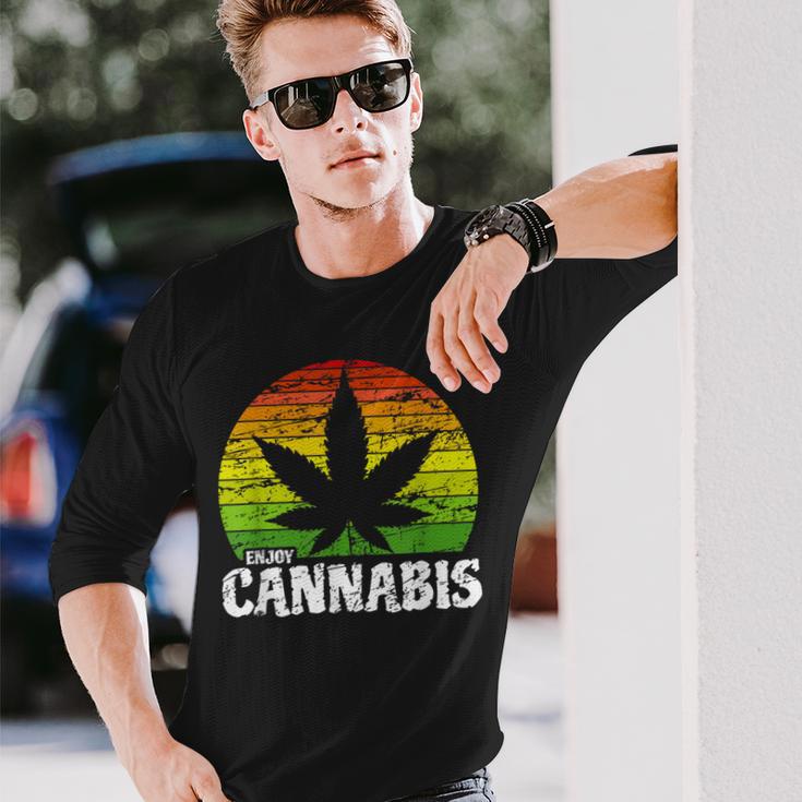 Cannabis ヴィンテージ 麻葉 レトロ マリファナ 長袖Tシャツ 彼への贈り物