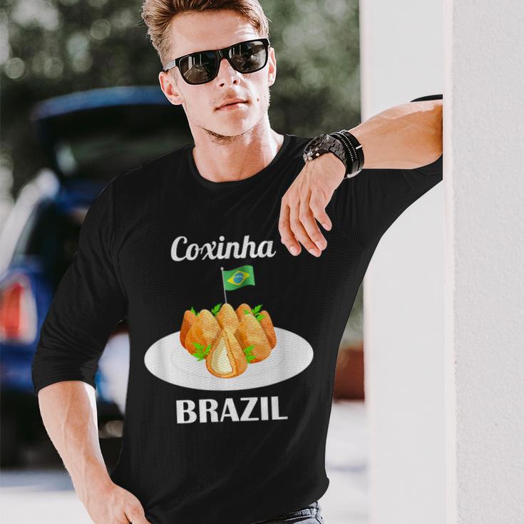 Coxinha 伝統的なブラジル料理 ブラジル国旗 長袖Tシャツ 彼への贈り物