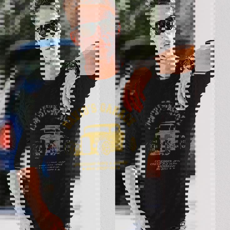 David's Garage Hotrod クラシックカーデザイン 長袖tシャツ 長袖Tシャツ 彼への贈り物