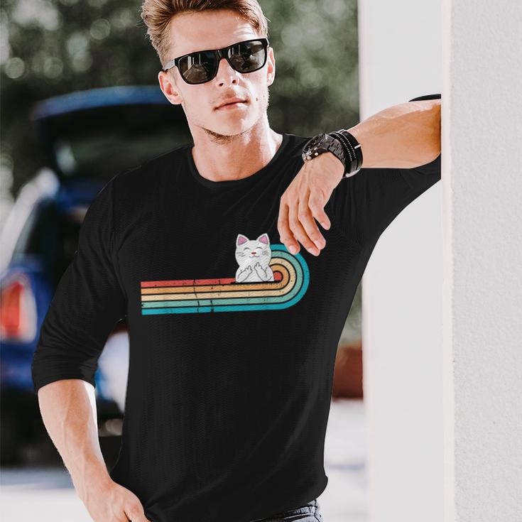 I Do What I Want ファニーキャット 中指 胸ポケット レトロ 長袖Tシャツ 彼への贈り物