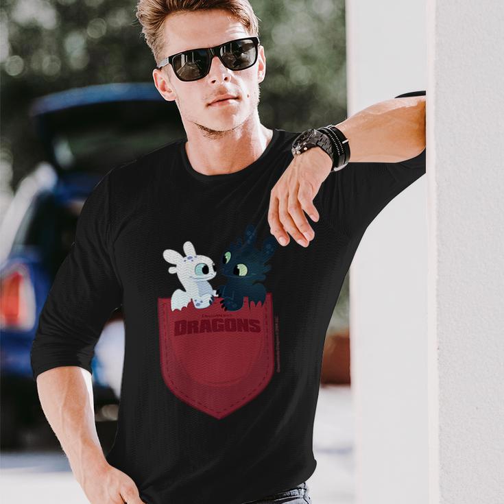 Dreamworks Dragons Light Fury & Night Fury Faux Pocket 長袖Tシャツ 彼への贈り物