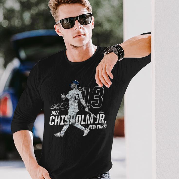 Dynamic Pose Jazz Chisholm Jr New York Baseball Mlbpa 長袖Tシャツ 彼への贈り物