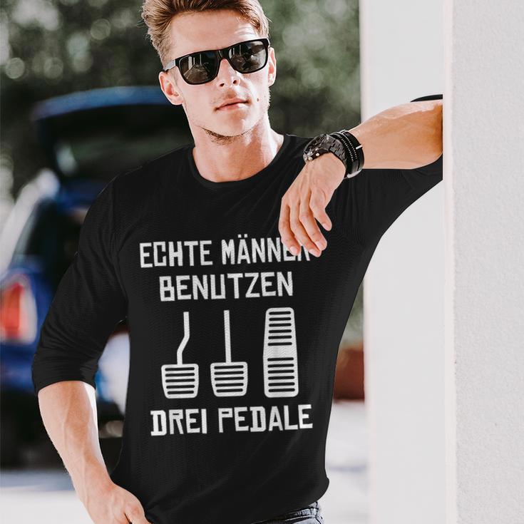 Echte Männer Benutzen Drei ペデール 旧車 手動運転 長袖Tシャツ 彼への贈り物