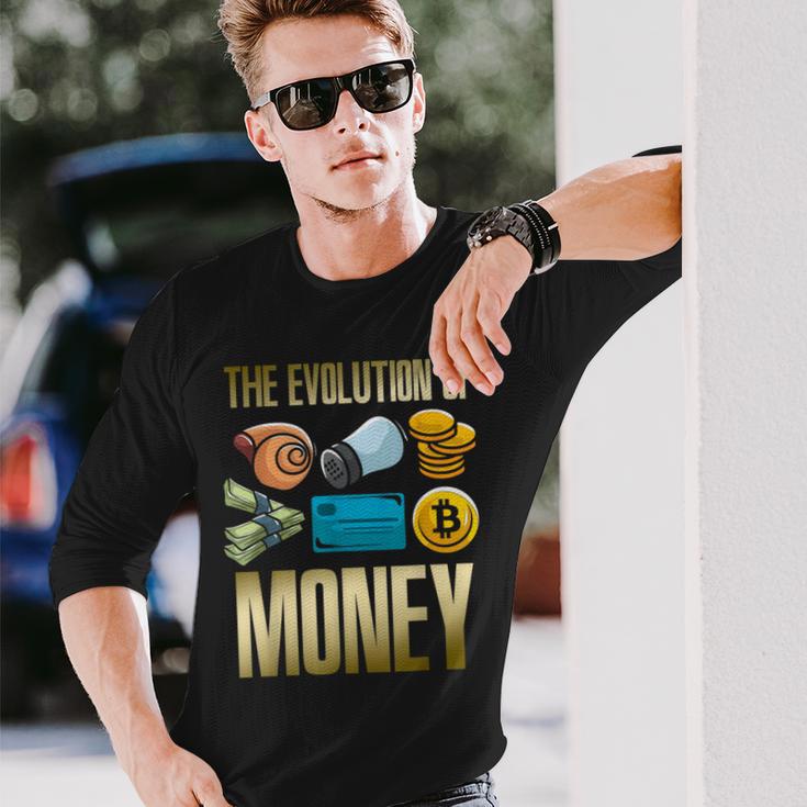 Evolution Of Money お金の進化 ビットコインプランb 暗号通貨btc ホドル 長袖Tシャツ 彼への贈り物
