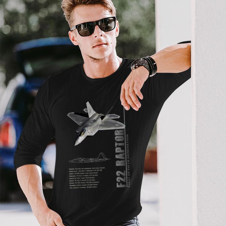 F-22 ラプター ジェット戦闘機仕様 長袖Tシャツ 彼への贈り物