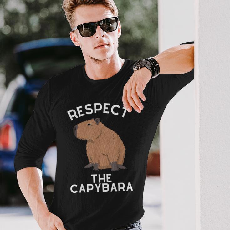 Respect The Capybara げっ歯類好き カピバラ アニマルジョーク 長袖Tシャツ 彼への贈り物