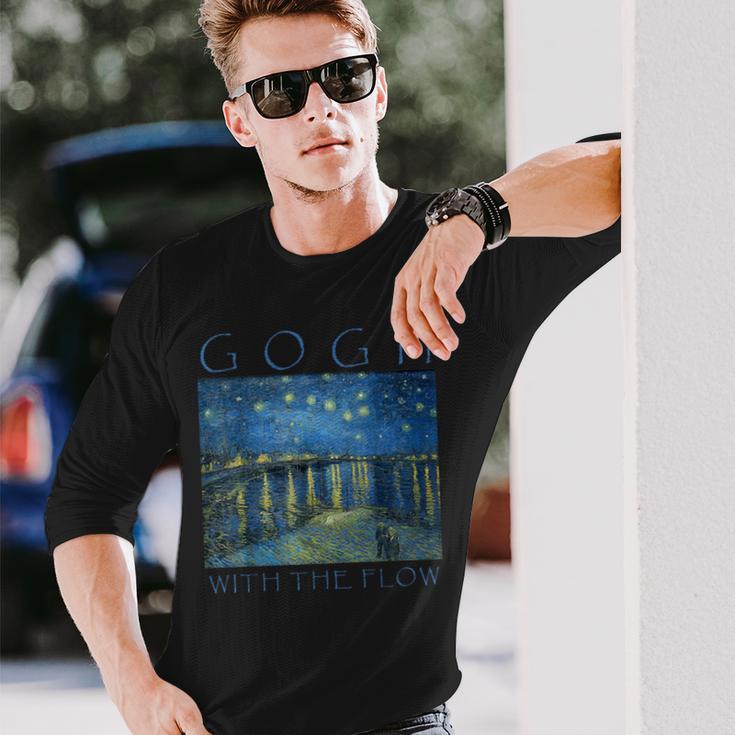 Gogh With The Flow 星月夜 ゴッホの絵画 長袖Tシャツ 彼への贈り物