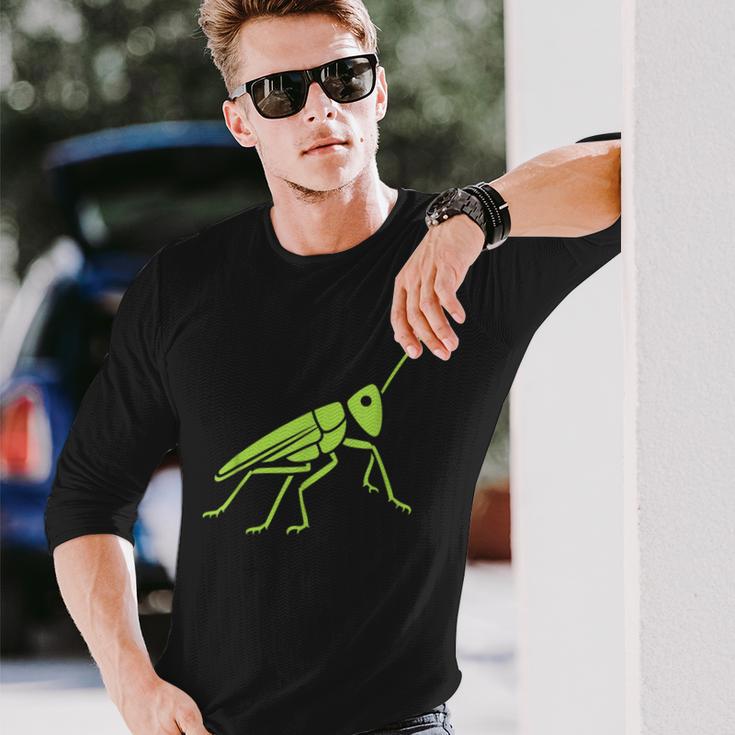 Grasshopper ミニマリストのバッタかわいい昆虫小さなバッタ 長袖Tシャツ 彼への贈り物