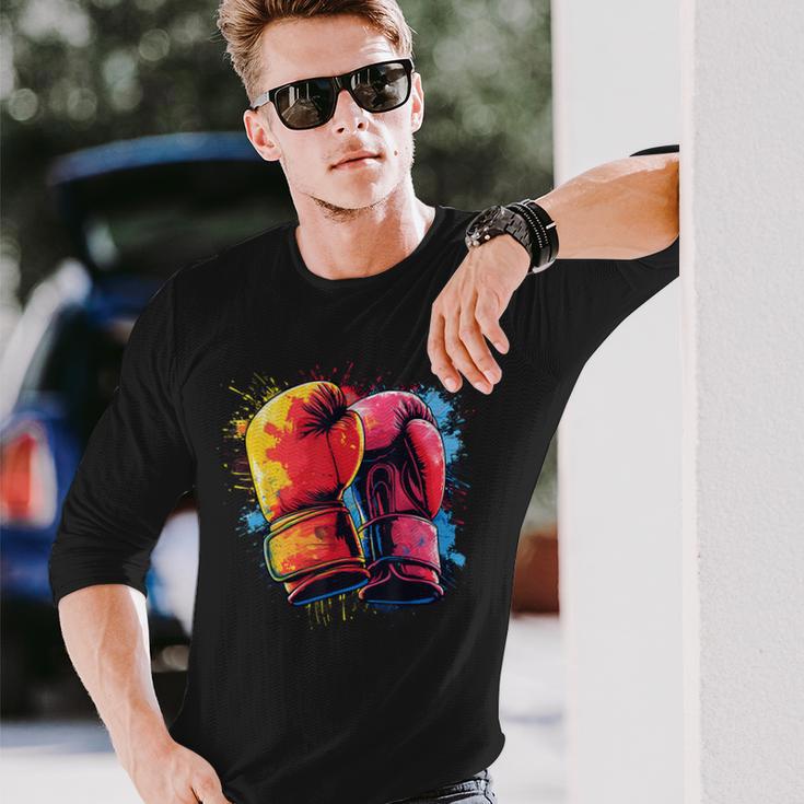 Guantes De Boxeo Pintados De Colores En Boxeo Artístico Camiseta de manga larga Regalos para él