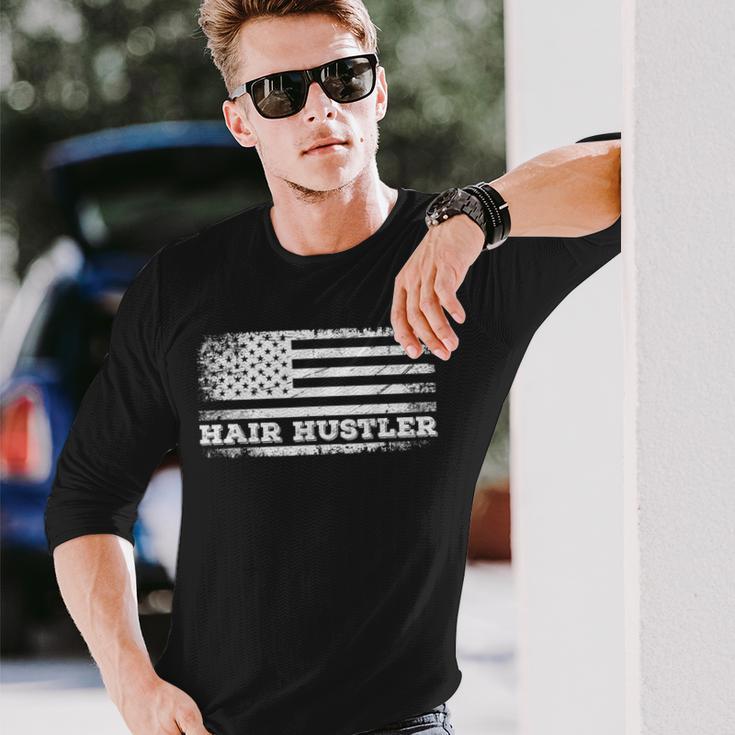 Hair Hustler アメリカ国旗 ヘアスタイリスト バーバー Usa メンズ レディース 長袖Tシャツ 彼への贈り物
