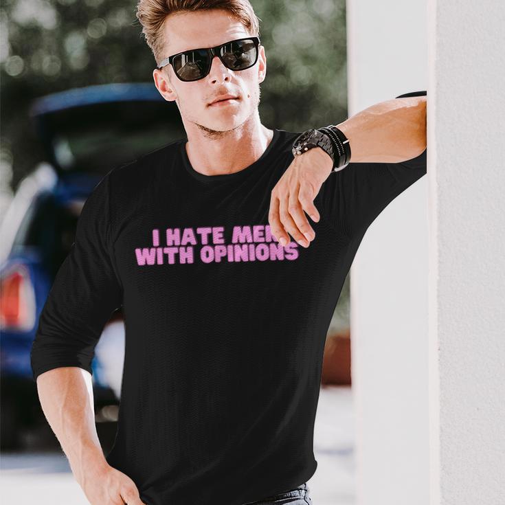 I Hate With Opinions Y2k ファニーフェミニスト ホットガールスレイ 長袖Tシャツ 彼への贈り物