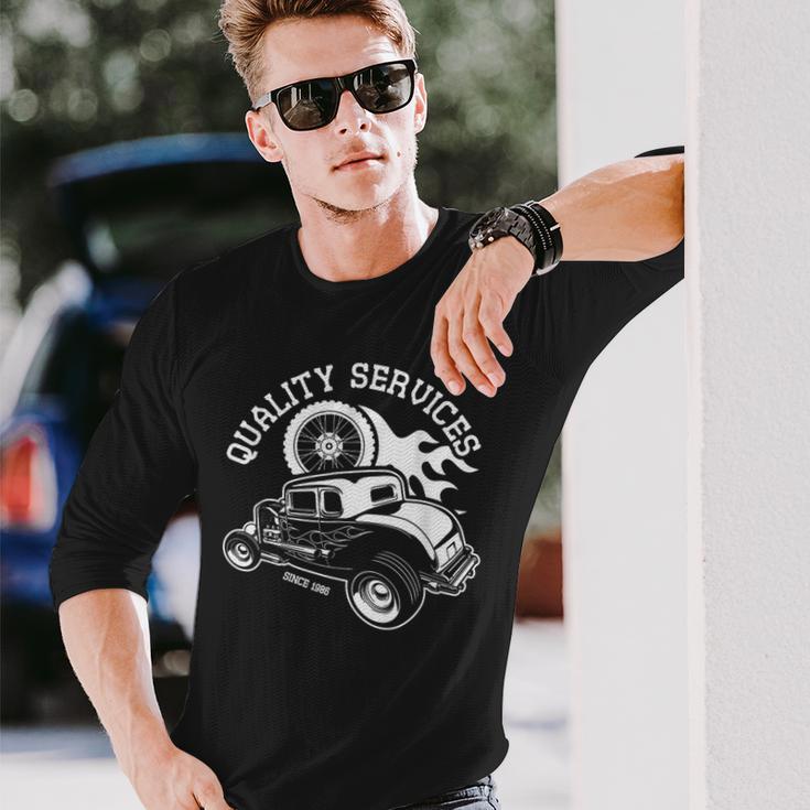 Hot Rodervice クラシック オールドアメリカンカー 自動車ガレージ 長袖Tシャツ 彼への贈り物