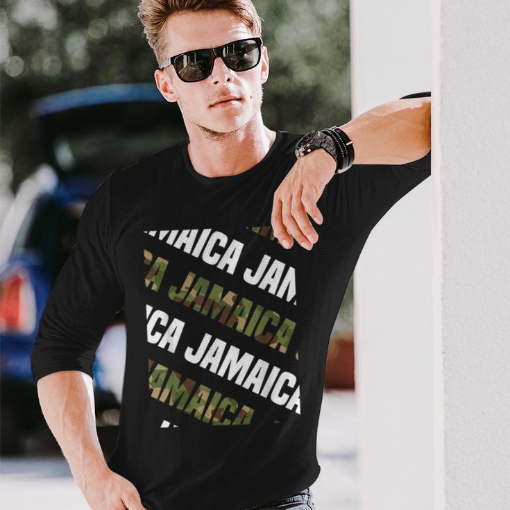 Jamaicaカモ柄グリーンカモフラージュ 長袖Tシャツ 彼への贈り物