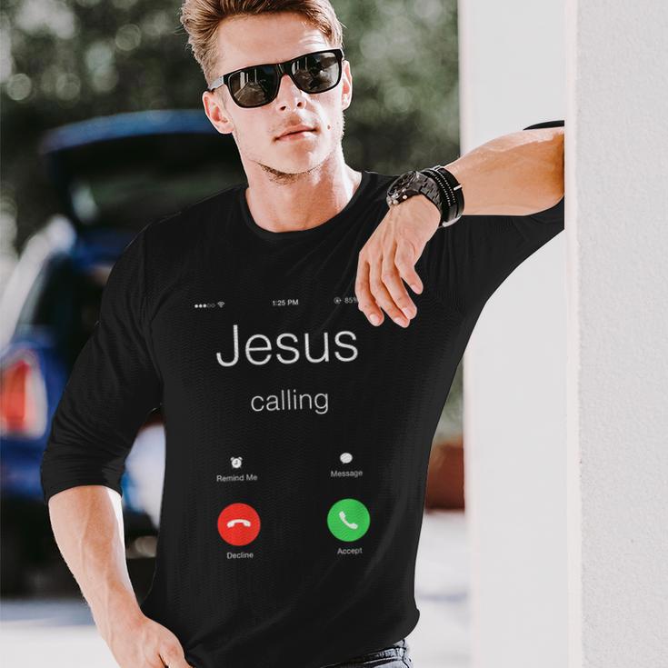 Jesus Calling Jesus Phone クリスチャンtシャツ 長袖Tシャツ 彼への贈り物