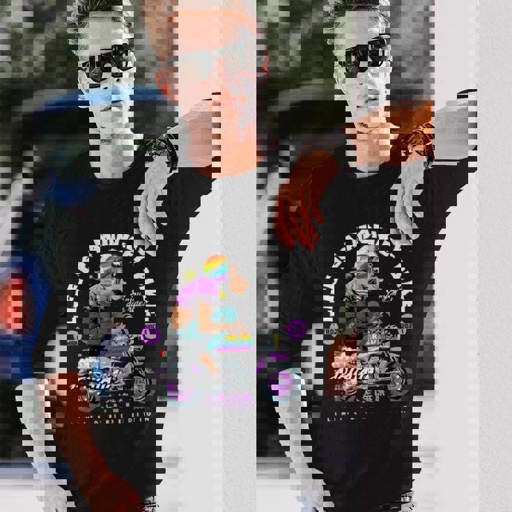 Life Is A Monkey Bike Fun ビンテージ バイカー プライドエディション 長袖Tシャツ 彼への贈り物