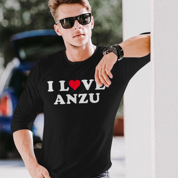I Love Anzu マッチング 彼女&彼氏 あんず 名前 長袖Tシャツ 彼への贈り物