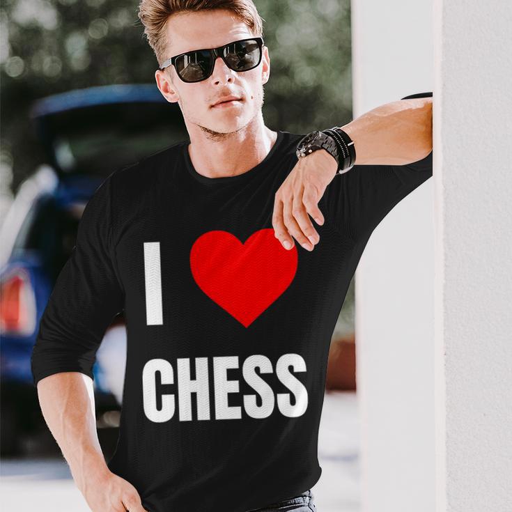 I Love Chess ハートギフト メンズ レディース キッズ アパレル 服 長袖Tシャツ 彼への贈り物