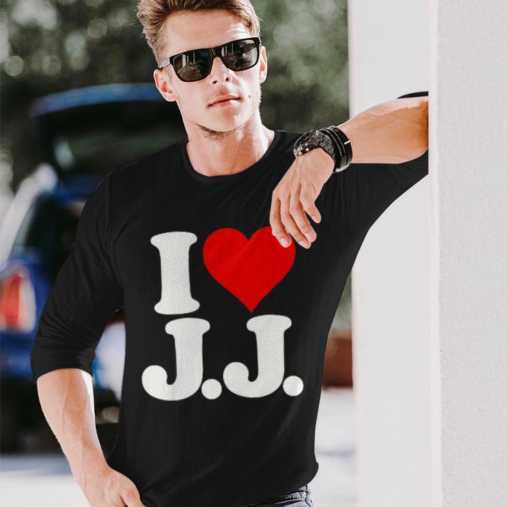 I Love Heart JJ Jj J J イニシャル 長袖Tシャツ 彼への贈り物