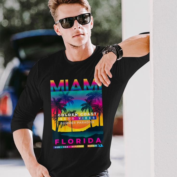 I Love Miami Miamiibes Illustration Graphic s 長袖Tシャツ 彼への贈り物