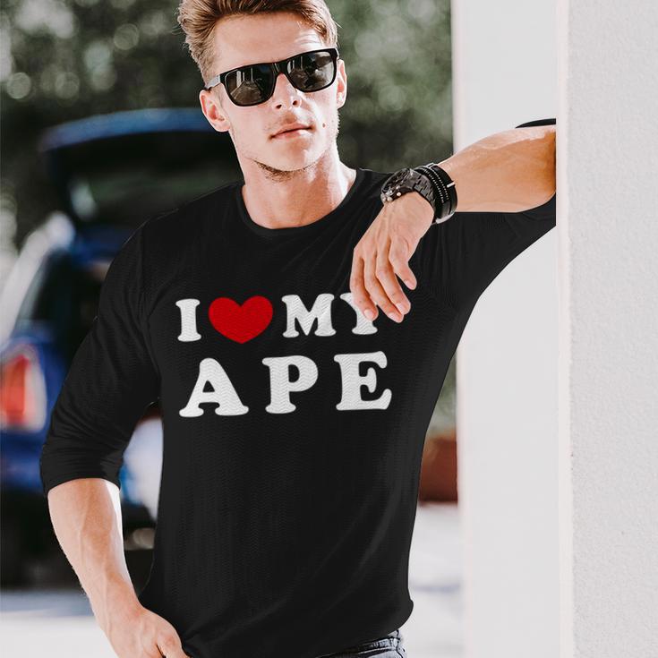 I Love My Ape アイ・ラブ・マイ・エイプ、アイ・ハート・マイ・エイプ 長袖tシャツ 長袖Tシャツ 彼への贈り物