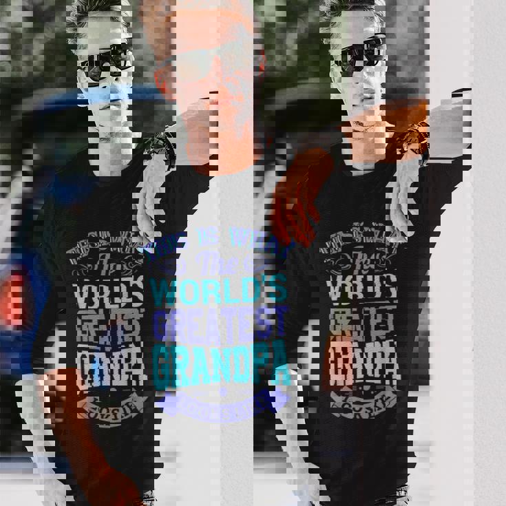 I Love My Grandpa Best Cool Grandpa グラフィックイラスト 長袖Tシャツ 彼への贈り物