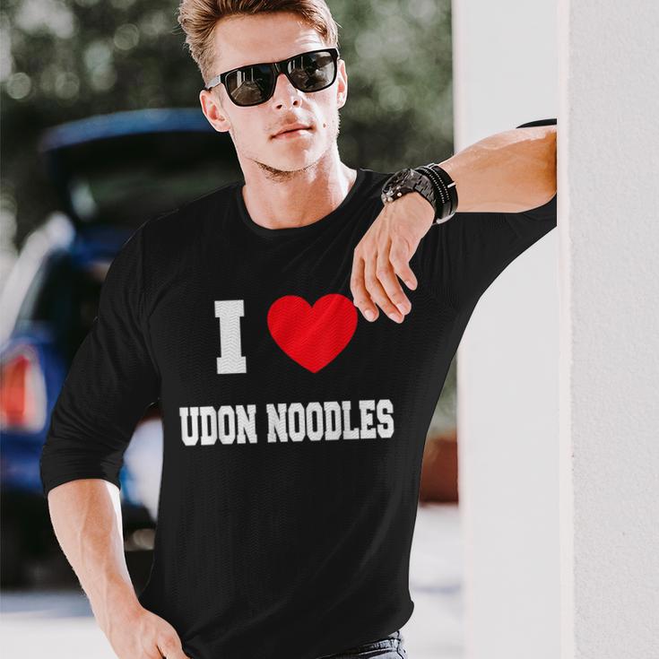 I Love うどん麺 長袖Tシャツ 彼への贈り物