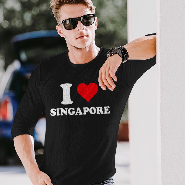 I Loveingapore Heart シンガポールギフト 長袖Tシャツ 彼への贈り物