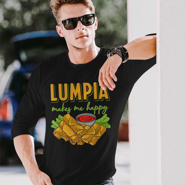 Lumpia Makes Me Happyルンピアは私を幸せにする フィリピンの春巻き 料理 食べ物 長袖Tシャツ 彼への贈り物