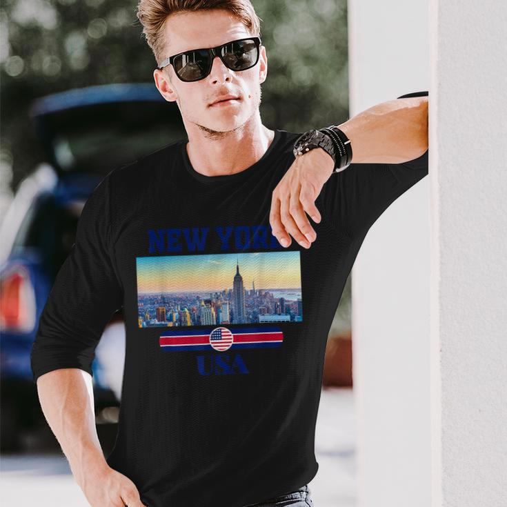 New York Citykyline New York New York City 長袖Tシャツ 彼への贈り物