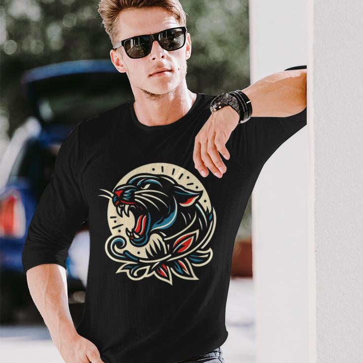 Panther トラディショナル タトゥー アーティスト インク入り タトゥー入り 長袖Tシャツ 彼への贈り物