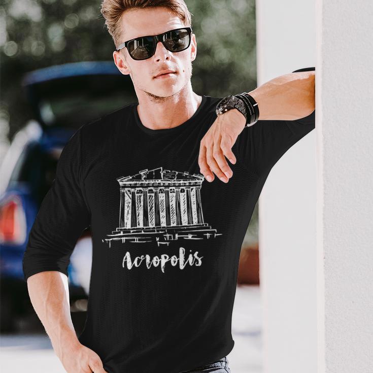 Parthenon アテネのアクロポリス ギリシャ スケッチ サイツ ドローイング 長袖tシャツ 長袖Tシャツ 彼への贈り物